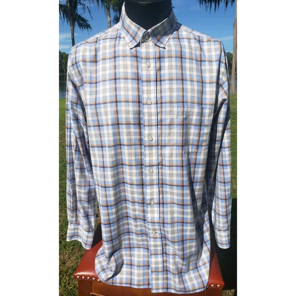 Daniel Cremieux Signatr Men Shirt Sz Lg Non-Iron Plaid 100% Pima Cotton Long Slv - Picture 3 of 11